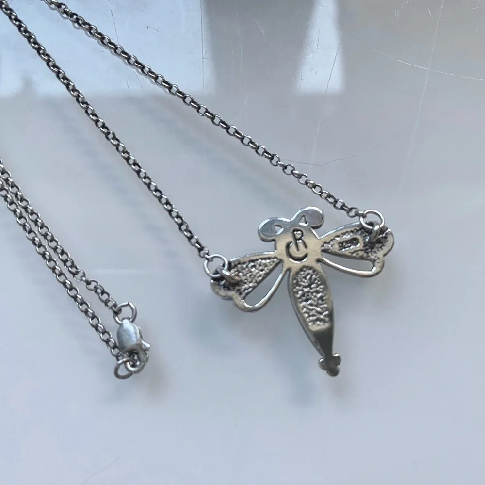 VTG Carolyn Pollack Relios 925 Sterling Silver Dragonfly Necklace 6.12g - Picture 3 of 9